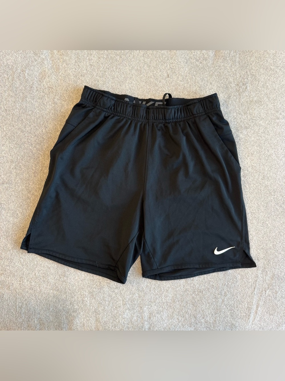 Nike Black Athletic Shorts with White Swoosh